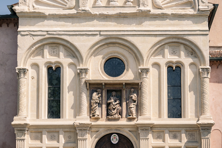 Detail of the church of Our Lady of Miracles in Lonigo, Italy is an example of Gothic and Renaissance architecture.の写真素材