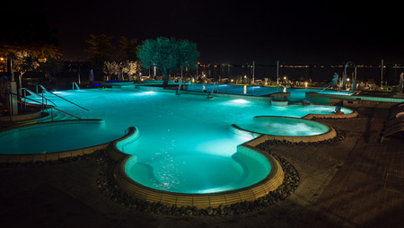 Sirmione, Italy - August 3, 2016: Aquaria is the Thermal Spa Center of Terme di Sirmione. A unique place, surrounded by the beautiful setting of Lake Garda.のeditorial素材