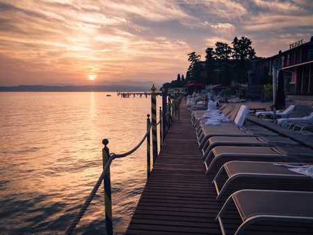 Sirmione, Italy - August 3, 2016: Aquaria is the Thermal Spa Center of Terme di Sirmione. A unique place, surrounded by the beautiful setting of Lake Garda.のeditorial素材