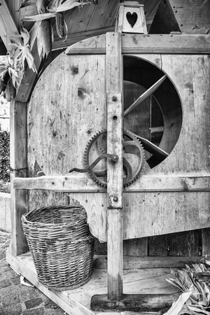 Old manual machine used to shell the corn.