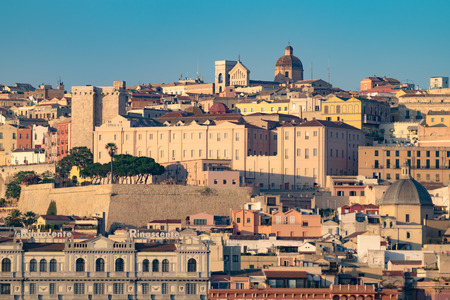 Cagliari at sunset, capital of the region of Sardinia, Italy.のeditorial素材