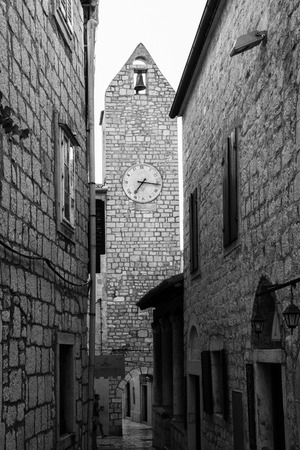 Rab, Croatia - August 5, 2015: Old Town of Rab, Croatian island famous for its four bell towers and sandy beaches.のeditorial素材