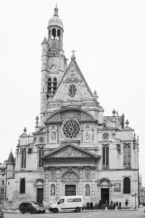 Paris, France - January 7, 2018: St. Stephen's Church of the Mount (in French: église Saint-Étienne-du-Mont) is a place of Catholic worship in Paris located in the Latin quarter.のeditorial素材