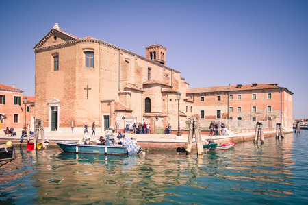 Chioggia, Italy - April 30, 2017: Church of Saint Dominic built on an island in Chioggia, Venice, Italy.のeditorial素材