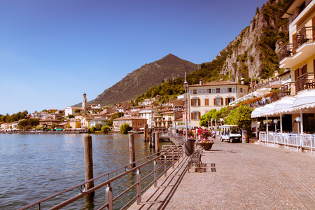 Limone Sul Garda, Italy - June 29, 2016: Limone sul Garda is a town in Lombardy (northern Italy), on the shore of Lake Garda.のeditorial素材