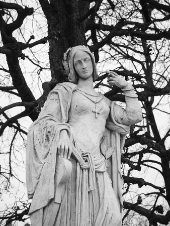 Paris, France - January 7, 2018: Stone statue in the Luxembourg gardens, one of the largest public parks in Paris.のeditorial素材