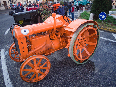 Lonigo, Italy - March 26, 2017: An old tractor on the square at the annual agricultural fair.のeditorial素材