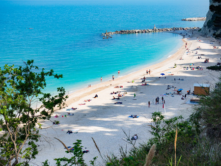 The wonderful and uncontaminated beach of San Michele in Sirolo, mount Conero, Italy.の写真素材