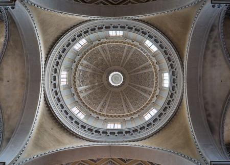 Ravenna, Italy - May 1, 2018: Dome seen from below of the Cathedral, Ravenna, Italy.のeditorial素材
