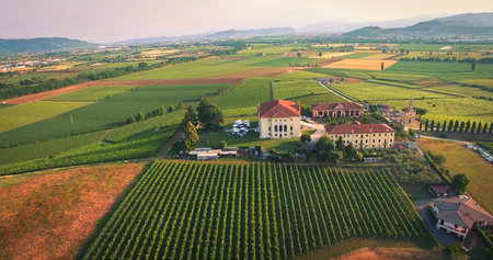 Beautiful old italian castle hosting wedding in the countryside.のeditorial素材