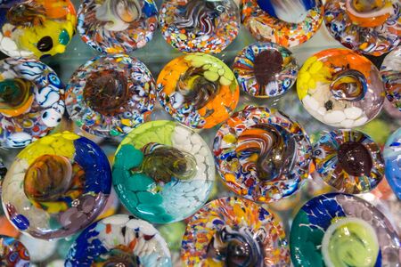 Background formed by circles of colored glass.の写真素材