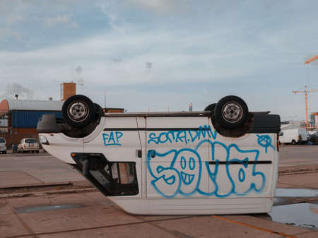 Upside down van in Amsterdam North