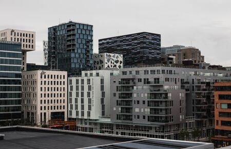 A small cluster of modern buildingsの写真素材