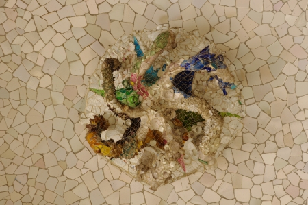Rossetes of the Hypostyle room in Park Guell in Barcelona, Spainの写真素材