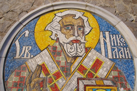 Saint Nicholas Mosaic - patron saint of sailors and bankers in port Varna, Bulgariaの写真素材