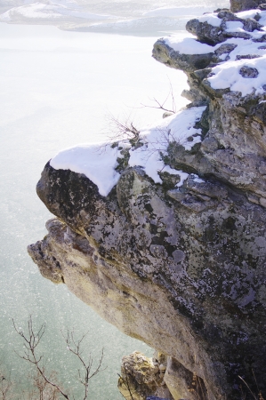 Imaginary stone deer s head   1086;ver a frozen lakeの写真素材