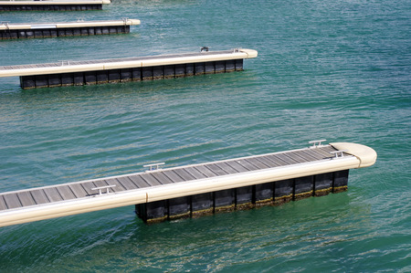 Piers for boats in Black Sea, city Balchik, Bulgaria