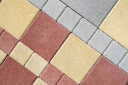 New colorful concrete blocks for paving of streets in store