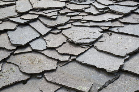 Black stone roof tiles closeup, Bulgaria, Europeの写真素材