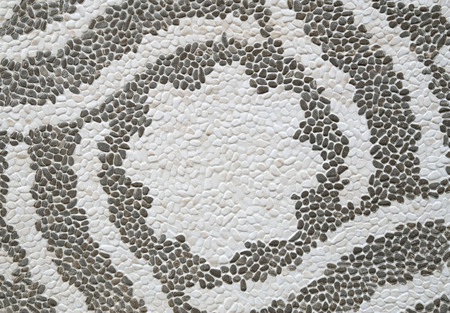 White and black ceramic tile imitating mosaic closeup