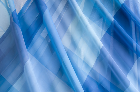 Thin transparent blue seal curtains closeup