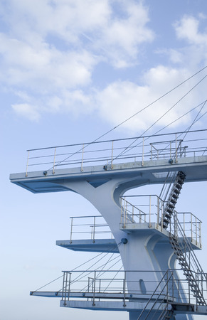 Water jump tower to several levels in sky