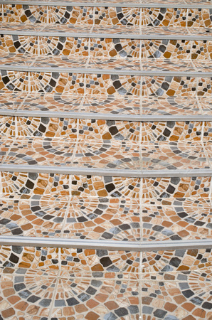New external staircase covered with colorful ornamental ceramic tilesの写真素材