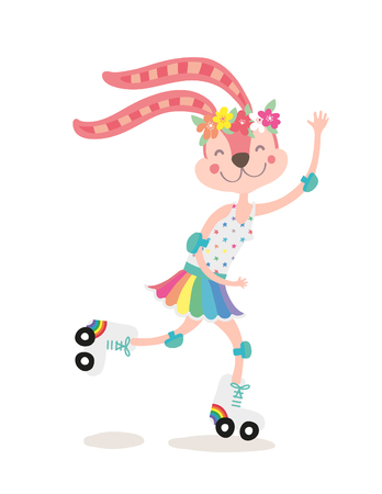 Bunny Girl Over a Roller Skates vectorのイラスト素材