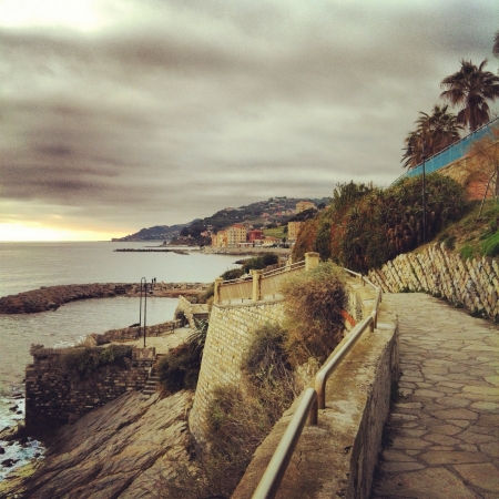 Typical street in Liguria Italyの素材