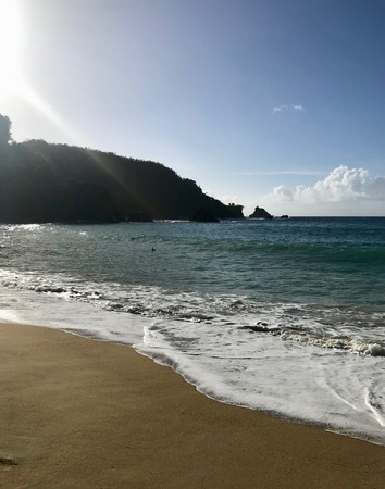 Beautiful Englishman's Bay on the Caribbean island of Tobago (Trinidad and Tobago, West Indies) between Castara and Parlatuvierの写真素材