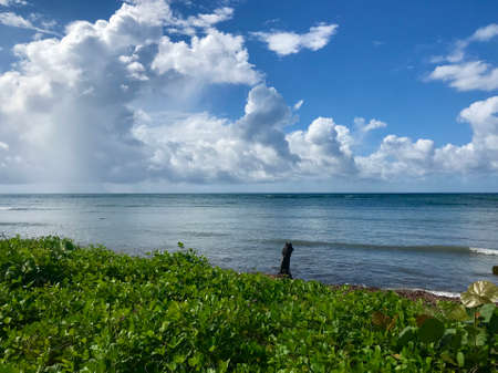 Dreamlike scenery of the Caribbean sea at Playa Ancon in Cuba: Hidden travel destination with blue sky and a coastline with a white sandy beachの写真素材
