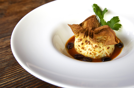 bundle made of french crepe filled with italian cheeseの写真素材