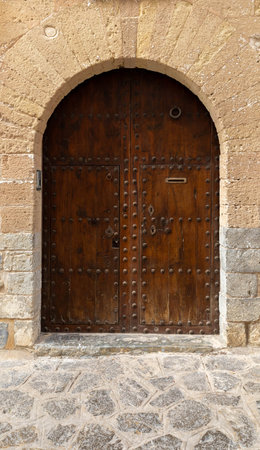Typical Spanish door in Ibiza town, Balearic Islands.の写真素材