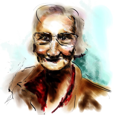 painting of an old womanの写真素材