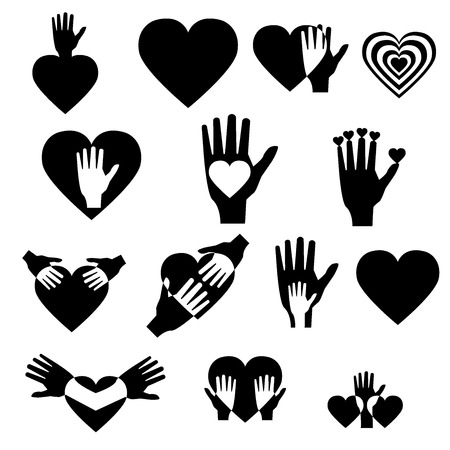 Illustration  vector  with signs of hands and hearts のイラスト素材