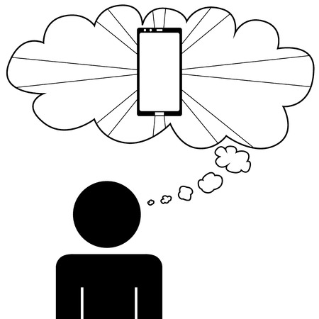 Illustration  vector  of a person that is dreaming at a phone のイラスト素材