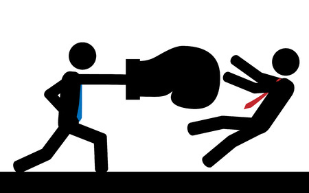 Vector   illustration  A man is hitting his boss with a boxing glove のイラスト素材