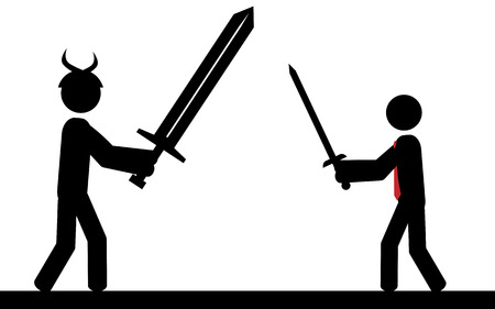 Vector   illustration  Two men are fighting, one is big and the other one is small のイラスト素材