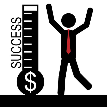 Vector   illustration of a man that is happy for winning money and success のイラスト素材