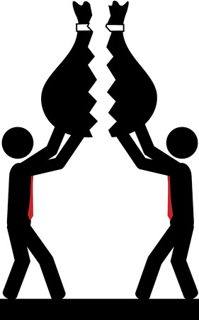 Illustration   vector of two men that put together a bag of money のイラスト素材