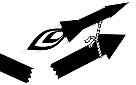 illustration  A rocket pull up a arrow, the arrow has broke のイラスト素材