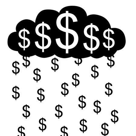 illustration  Raining with dollars from big dollar cloud のイラスト素材