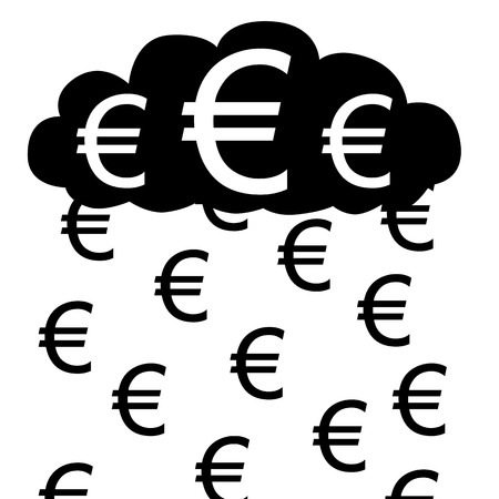 illustration  Raining with euros from euro cloud のイラスト素材