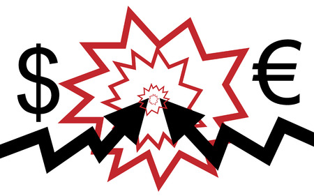 illustration  Two graphic arrows are hitting のイラスト素材