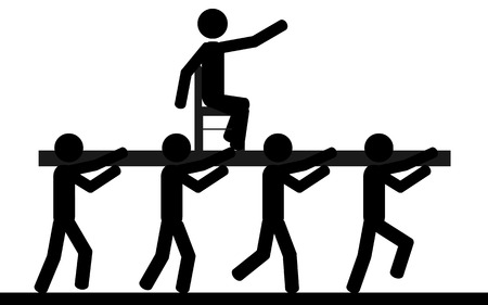 illustration  A man is transported like a king by four men のイラスト素材