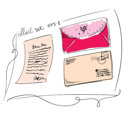 letter and envelopes のイラスト素材