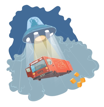 UFO kidnapping illustrationのイラスト素材