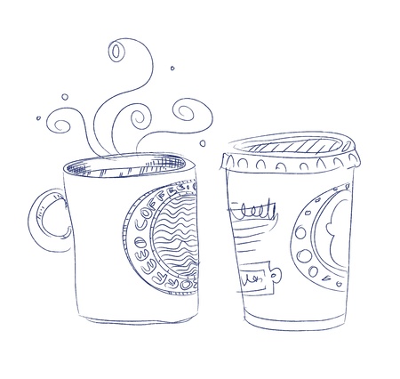 Hand drawn cup of coffee vector illustrationのイラスト素材