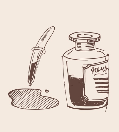 Glass dropper hand drawn sketch illustrationのイラスト素材