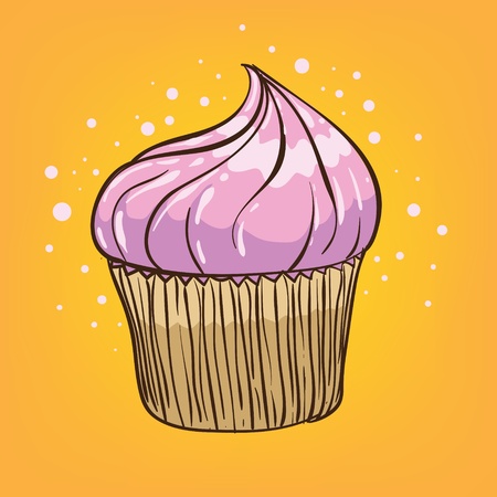muffin cartoon - hand drawn vector illustrationのイラスト素材